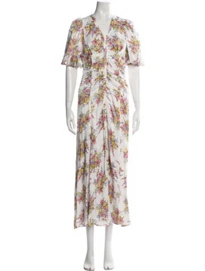 Pre-owned Bytimo Floral Print Midi Length Dress In Pink/white