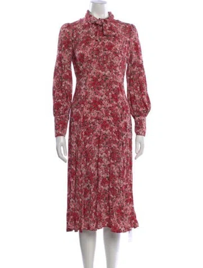 Pre-owned Bytimo Floral Print Midi Length Dress In Red