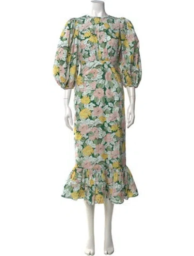 Pre-owned Bytimo Floral Print Midi Length Dress W/ Tags In Neutrals