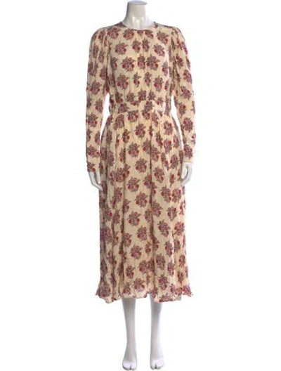 Pre-owned Bytimo Floral Print Midi Length Dress W/ Tags In Neutrals