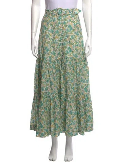 Pre-owned Bytimo Floral Print Midi Length Skirt W/ Tags In Green