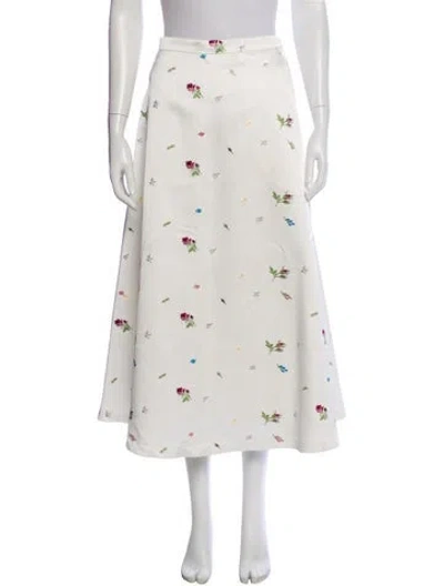 Pre-owned Bytimo Floral Print Midi Length Skirt In White