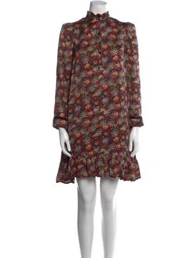 Pre-owned Bytimo Floral Print Mini Dress In Black