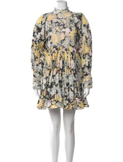 Pre-owned Bytimo Floral Print Mini Dress In Black