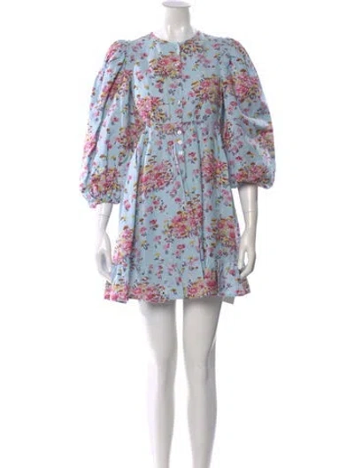 Pre-owned Bytimo Floral Print Mini Dress In Blue