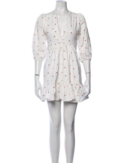 Pre-owned Bytimo Floral Print Mini Dress In Neutrals