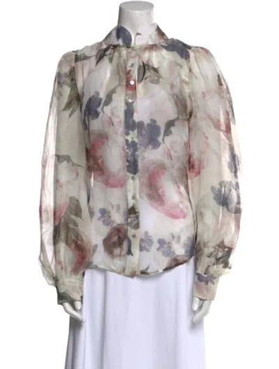 Pre-owned Bytimo Floral Print Mock Neck Blouse W/ Tags In Multi