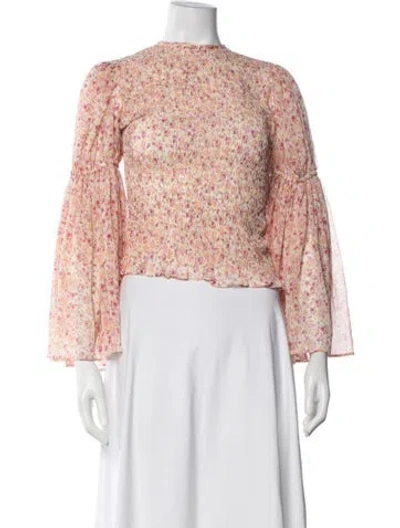 Pre-owned Bytimo Floral Print Mock Neck Top In Pink
