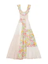 Bytimo Floral-print Patchwork Maxi Dress In White