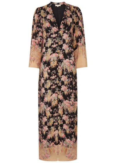 Bytimo Floral-print Satin Maxi Dress In Multicoloured