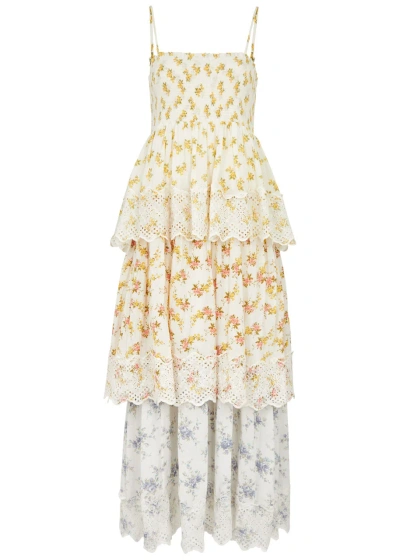 Bytimo Floral-print Woven Maxi Dress In White