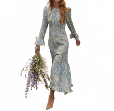 Bytimo Flounce Dress In Blue Meadow In Multi