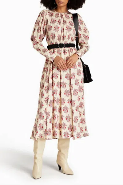 Bytimo Gathered Jacquard Midi Dress In Posy In Brown