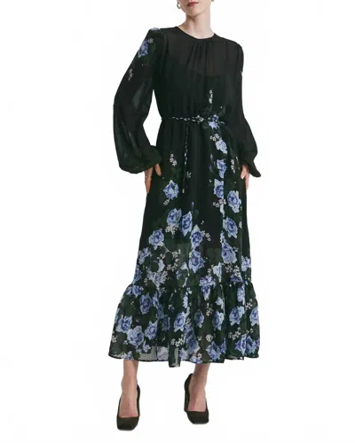 Bytimo Georgette Relaxed Midi Dress In Amadora In Black