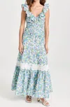 Bytimo Linen Maxi Dress In Blue Blossom In Blue