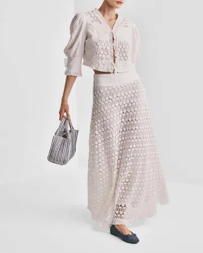 Bytimo Linen Maxi Skirt In White In Multi