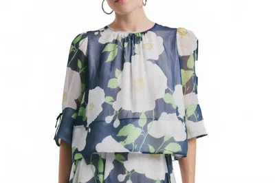 Bytimo Organza Top In Flower Garden In Blue