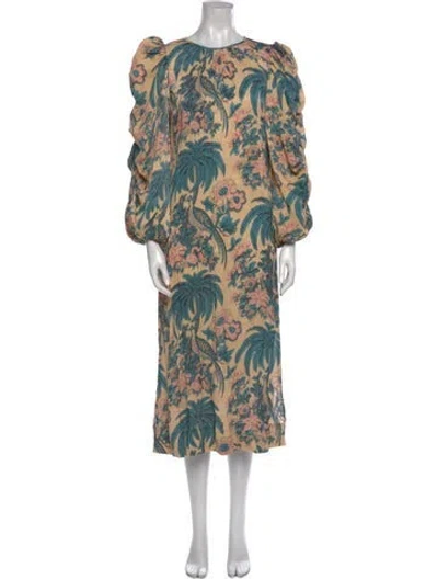 Pre-owned Bytimo Paisley Print Long Dress In Blue