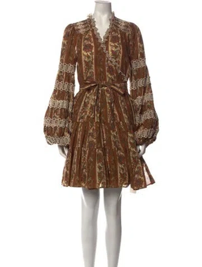 Pre-owned Bytimo Paisley Print Mini Dress In Brown