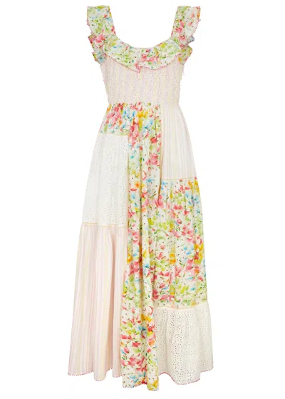 Bytimo Patchwork Cotton-blend Maxi Dress In White