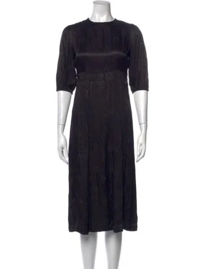 Pre-owned Bytimo Patterned Midi Length Dress In Black