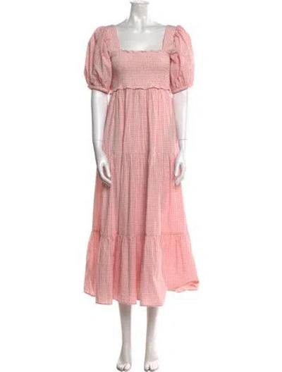 Pre-owned Bytimo Plaid Print Long Dress In Pink