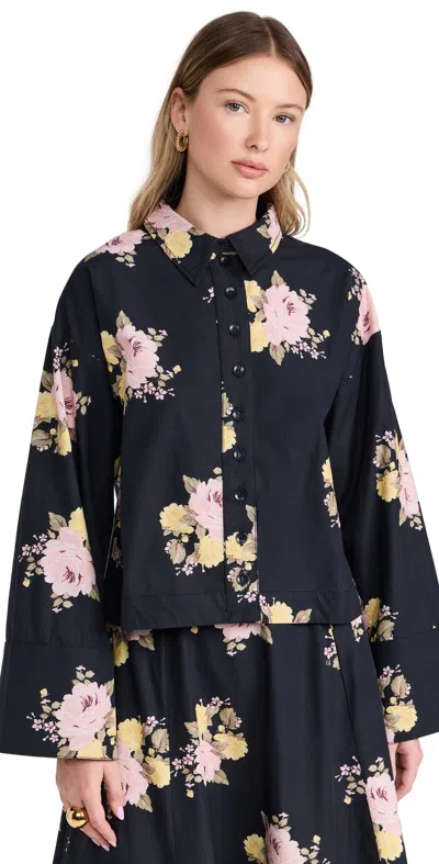 Bytimo Poplin Cropped Shirt Black Posy