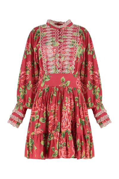 Bytimo Floral Lace Mini Dress In Red