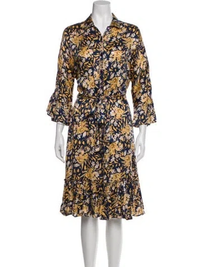 Pre-owned Bytimo Printed Midi Length Dress In Blue