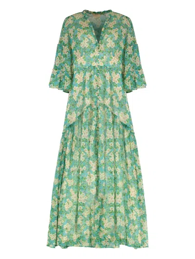 BYTIMO RUFFLED FLORAL MAXI DRESS
