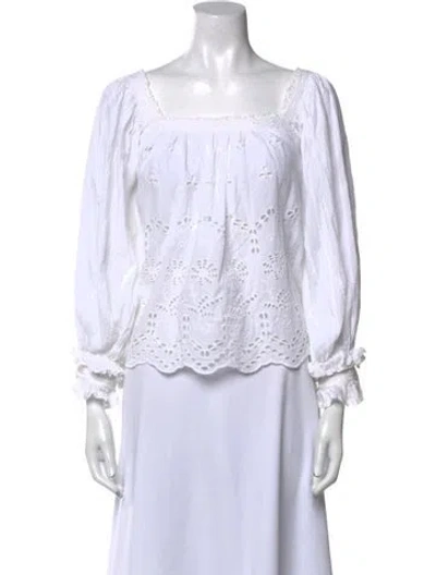 Pre-owned Bytimo Square Neckline Three-quarter Sleeve Blouse In White