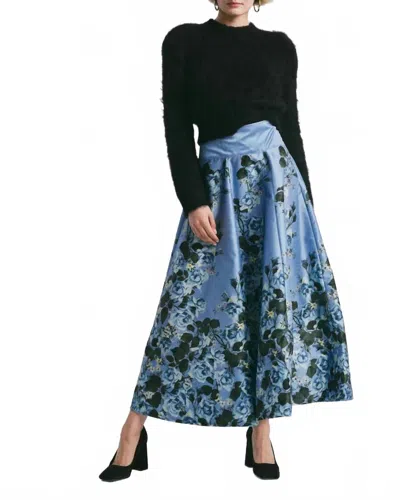 Bytimo Taffeta Maxi Skirt In Azure Garden In Multi