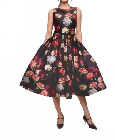 Bytimo Taffeta Midi Dress In Poppy In Black