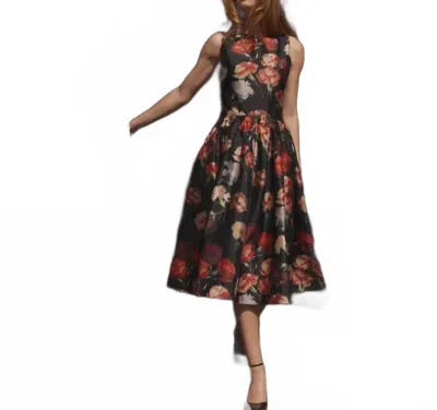 Bytimo Taffeta Midi Dress In Poppy In Black