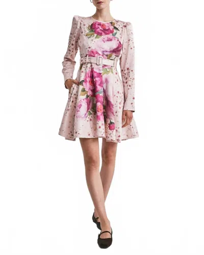 Bytimo Tailored Satin Belt Dress In Rose In Pink