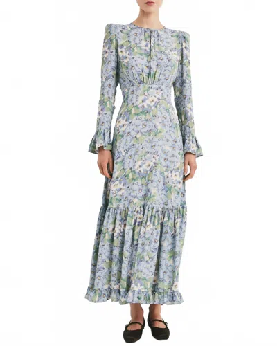 Bytimo Viscose Flounce Dress In Blue Meadow