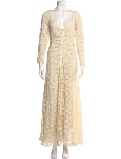 Pre-owned Bytimo V-neck Long Dress In Neutral