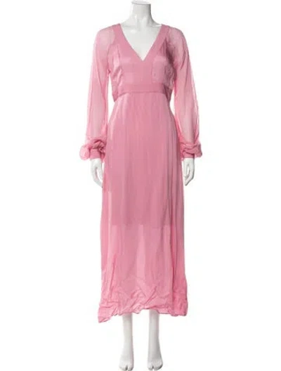 Pre-owned Bytimo V-neck Long Dress In Pink