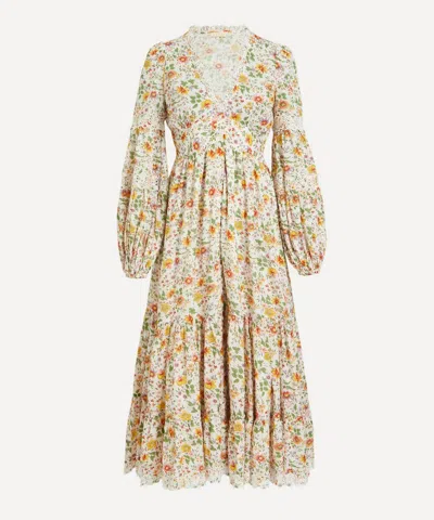 Bytimo Women's Cotton Slub Button-down Floral Dress