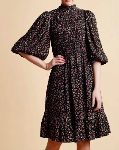 Bytimo Women's Drapy Georgette Mini Dress In Black Multi