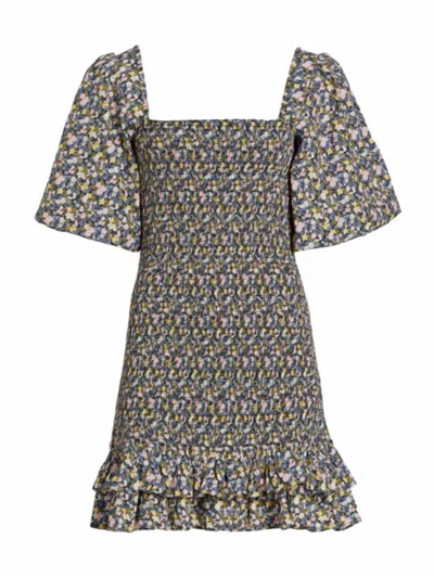 Bytimo Women's Festive Cotton Smocking Dress In Flower Field In Multi