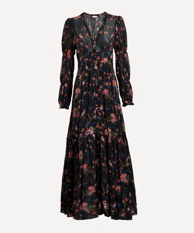 Bytimo Women's Georgette Gown In Black Flower Garden