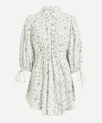 Bytimo Women's Poplin Floral Puff-sleeve Mini-dress