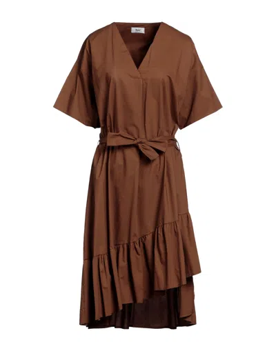 B.YU B. YU WOMAN MINI DRESS BROWN SIZE L COTTON