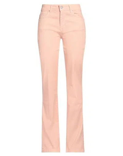 B.yu B. Yu Woman Pants Salmon Pink Size L Cotton, Elastane