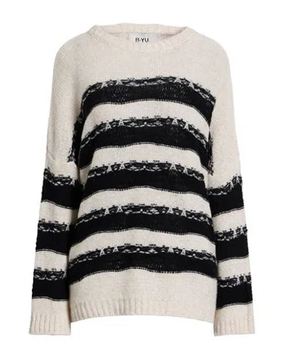 B.yu B. Yu Woman Sweater Cream Size Xl Merino Wool, Polyamide In White
