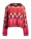 B.yu B. Yu Woman Sweater Garnet Size M Acrylic, Mohair Wool, Polyamide In Pink