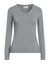 B.yu B. Yu Woman Sweater Grey Size L Viscose, Polyester, Polyamide
