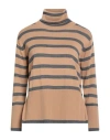 B.yu B. Yu Woman Turtleneck Camel Size Xs Merino Wool, Acrylic In Multi