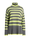 B.yu B. Yu Woman Turtleneck Charcoal Size S Merino Wool, Acrylic In Gray